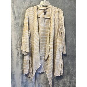Travelers Collection Beige Textured Drape Cardigan Size 3X Boho Layer